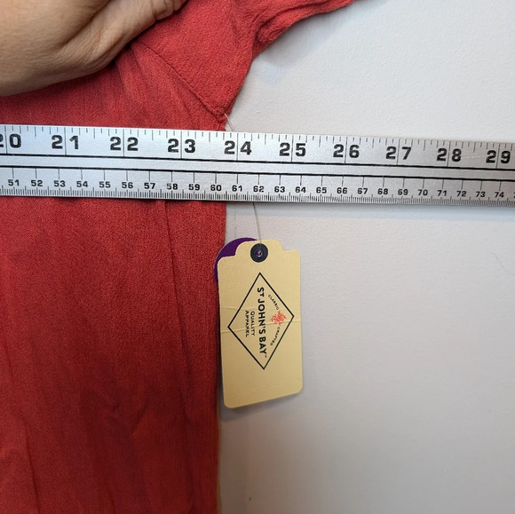 NWT St. Johns Bay Dark Coral White Embroidered Boho Tunic Top 0X Womens - Picture 4 of 10